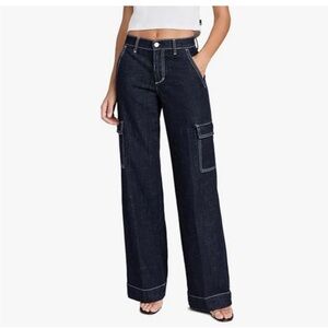 Joe’s Jeans Dark Wash High Waisted Wide Leg Cargo Pants - Size 28